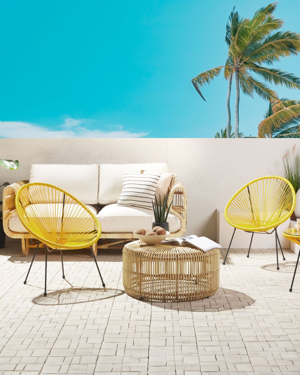 Yellow wicker chairs on sale