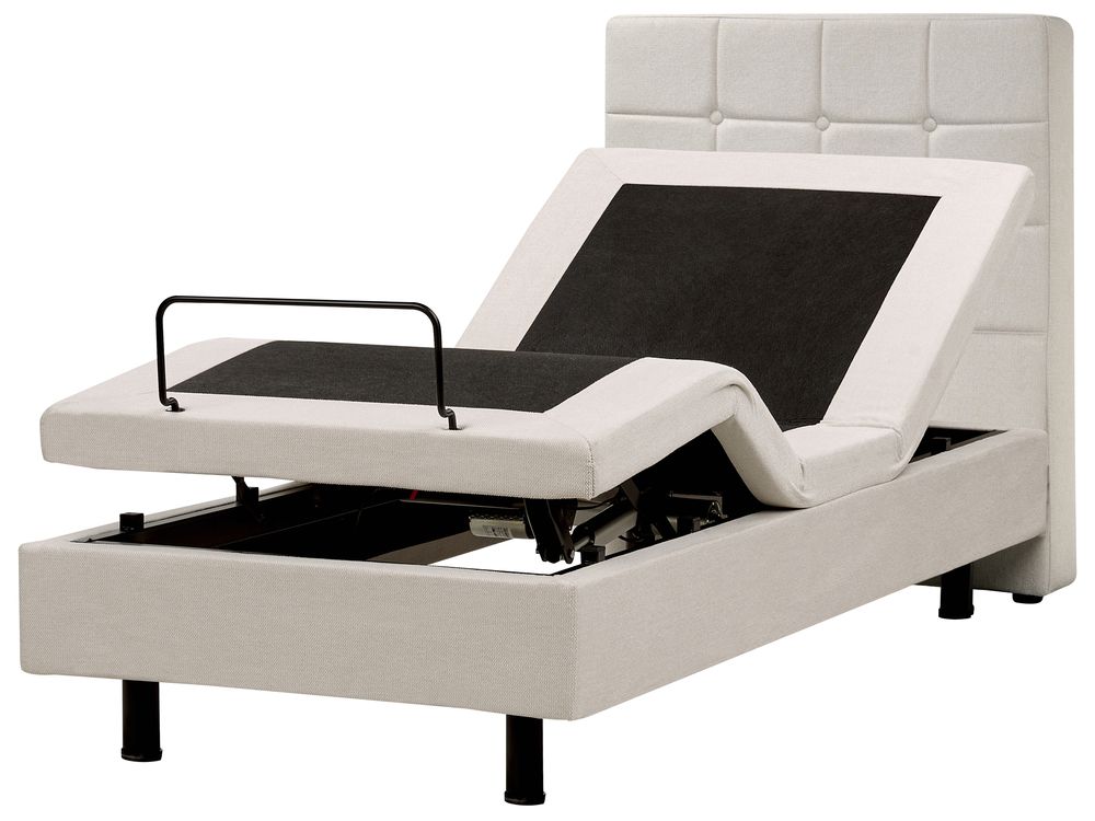 Cama ajustável Tecido DUKE 80 x 200 cm Creme claro