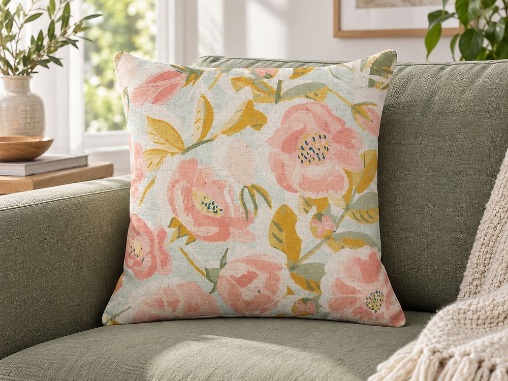 Dekokissen ZAHRIYE 45 x 45 cm Rosa Blumenmuster