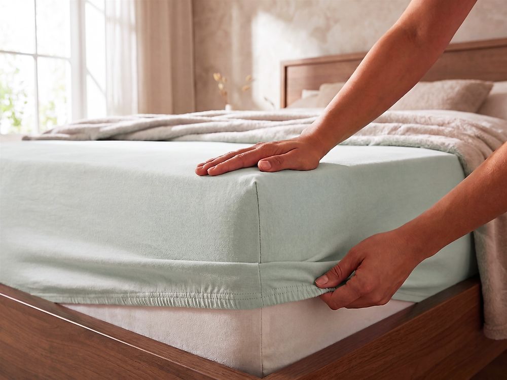 Fitted Sheet JANBU 160 x 200 cm Cotton Light Green