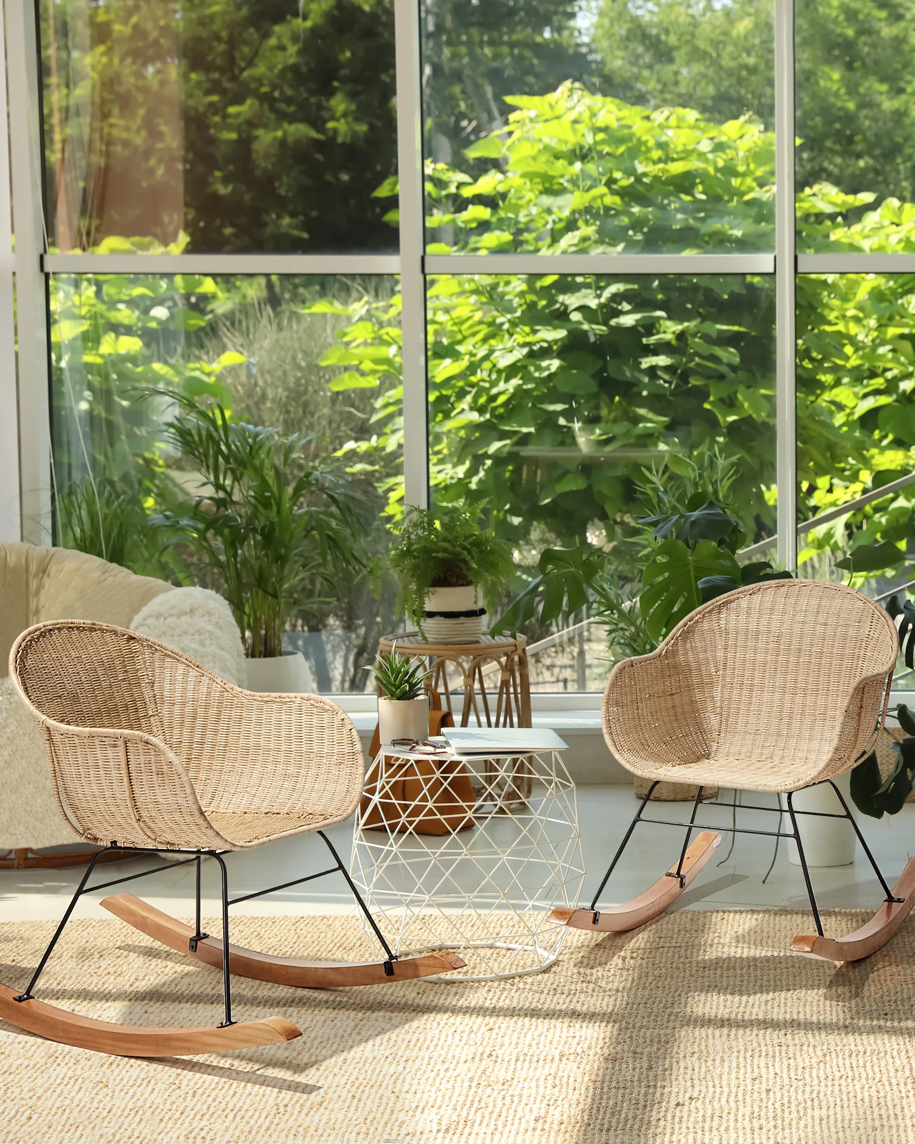 Set of 2 Rocking Chairs LAVINIO Rattan Natural_935860