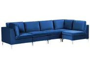 Modular Corner Sofa 5 Seater EVJA Velvet Navy Blue Left Hand_859890