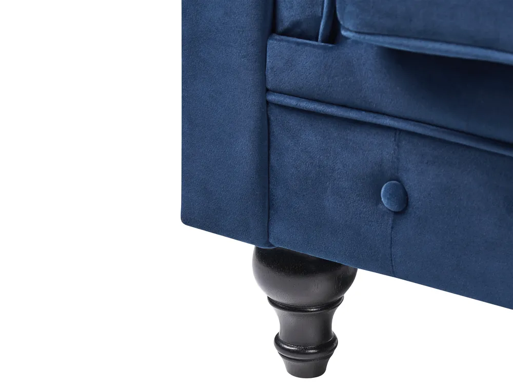 Living Room Set 4 Seater CHESTERFIELD Velvet Navy Blue_1039426