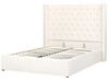 Zamatová posteľ s úložným priestorom 140 x 200 cm krémová biela LUBBON_882133