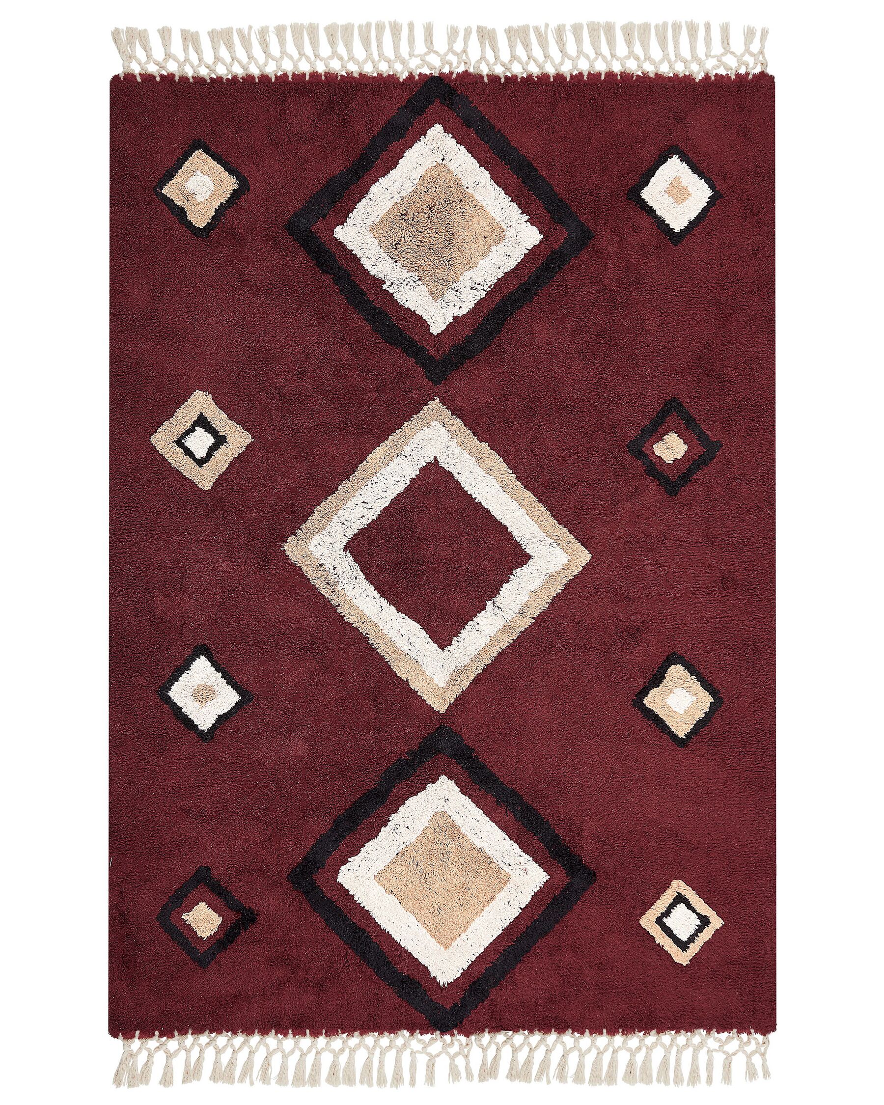 Teppich Baumwolle rot 140 x 200 cm geometrisches Muster SIIRT_839614