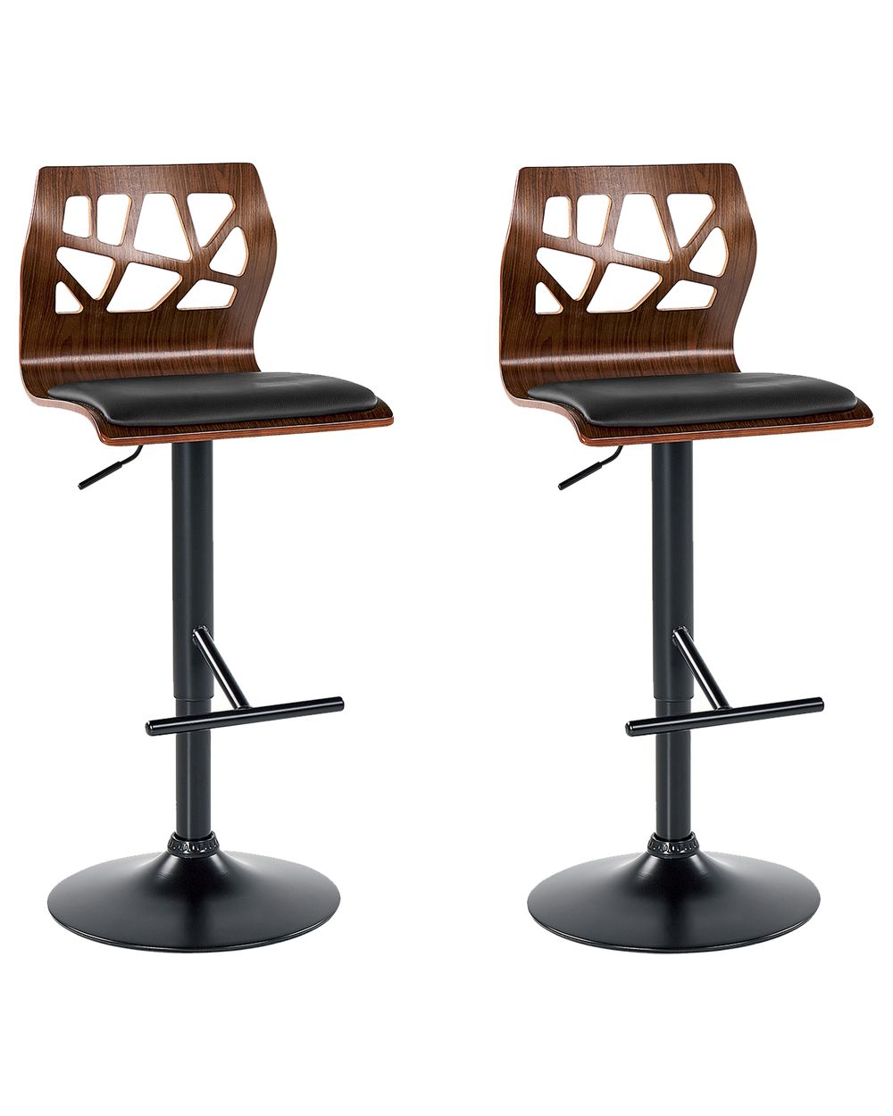 Set of 2 Bar Chairs PETERSBURG Swivel Faux Leather Black