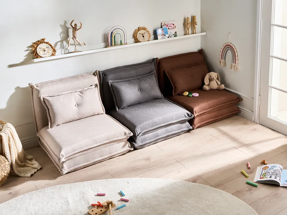 Single Sofa Bed DELLEN Fabric Beige_1031137