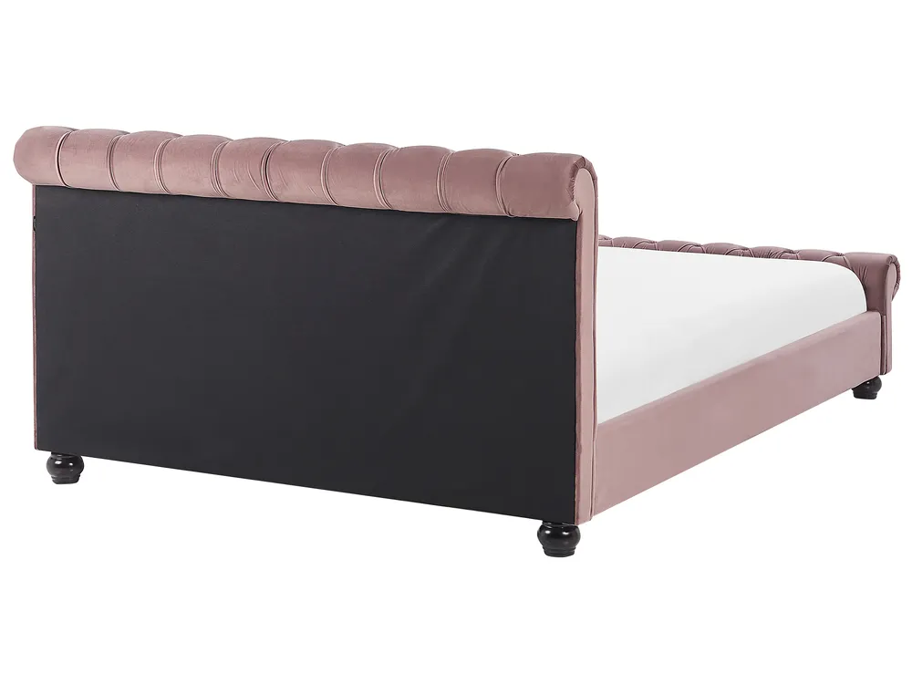 Bett mit Lattenrost Samtstoff AVALLON 160 x 200 cm Rosa_694432