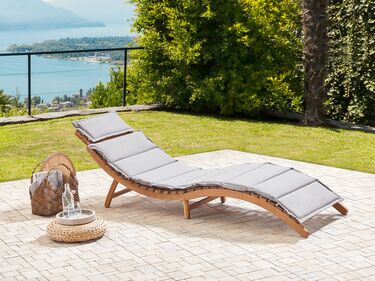 Wooden Sun Lounger with Cushion Grey LUINO