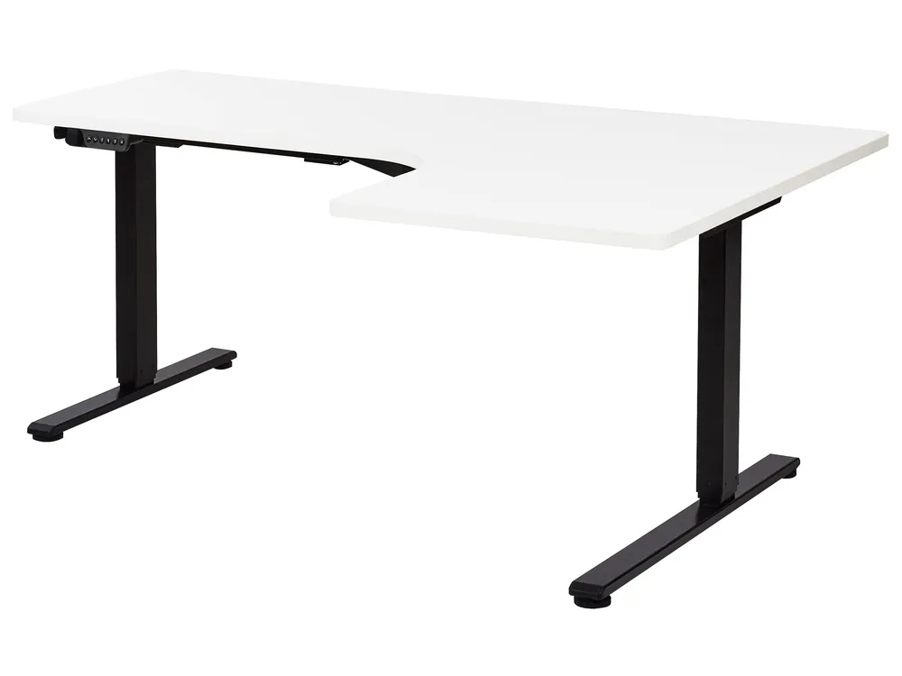 Electric Adjustable Corner Desk DESTINES 160 cm 109 cm White/ Black Right Hand_927818