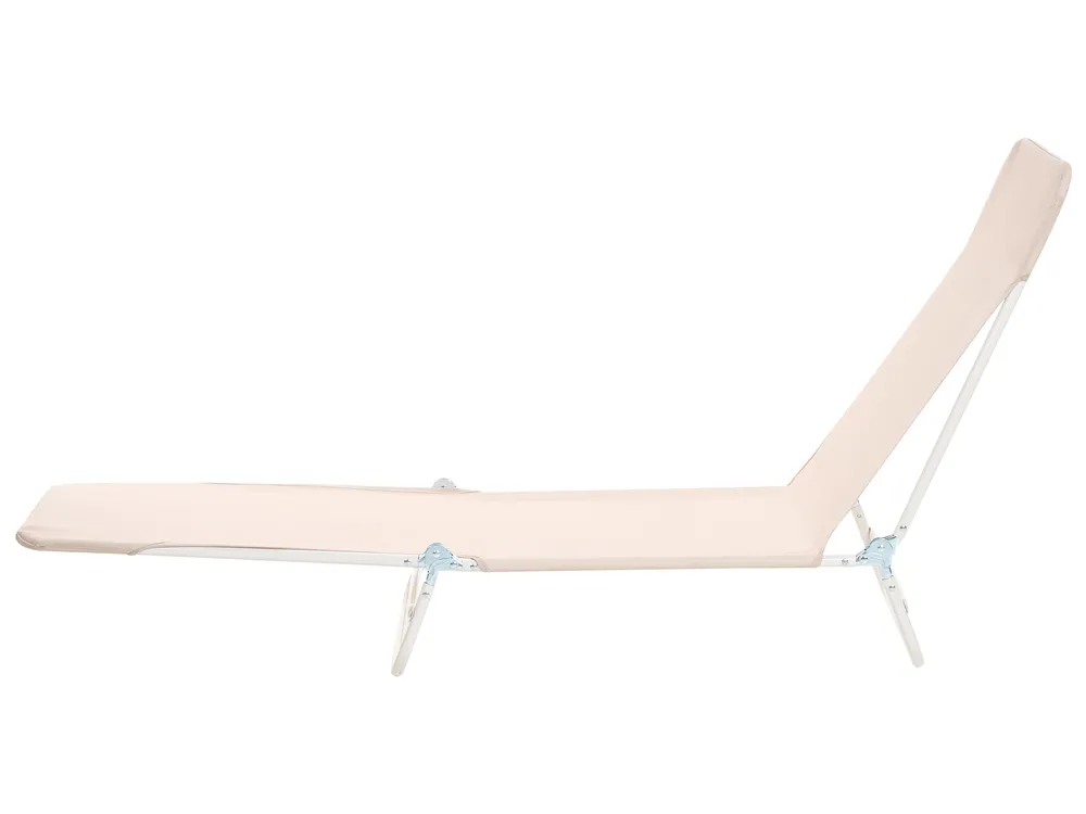 Sun Lounger KASTORIA Reclining Metal Beige_1031942