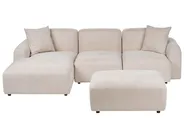 Modular Corner Sofa 3 Seater HEDE with Ottoman Fabric Light Beige Right Hand_1092152