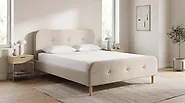 Bed Faux Linen RENNES 180 x 200 cm (EU Super King) Light Beige_1182339