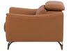 Set divano e poltrona in pelle marrone dorato NARWIK_720663