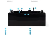 Cadă de colț LED cu hidromasaj VARADERO 183 x 90 cm Negru Stânga_787095