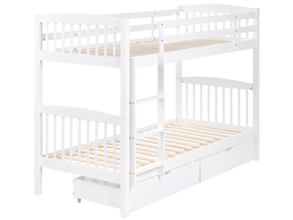 Bunk Bed with Drawers REVIN Pine Wood White 90 x 200 cm (EU Single)_797092