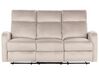 Sofa 3-osobowa welurowa z manualną funkcją relaksu beżowa VERDAL_921741