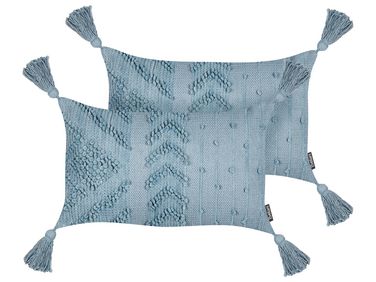 Set di 2 cuscini decorativi cotone blu 30 x 50 cm VALVARIA