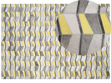 Dywan patchwork skórzany 160 x 230 cm szaro-żółty BELOREN