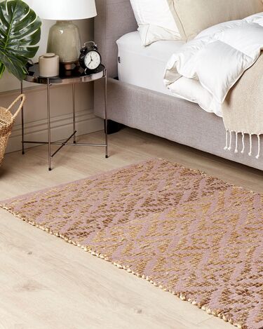 Cotton Area Rug 80 x 150 cm Beige and Pink GERZE