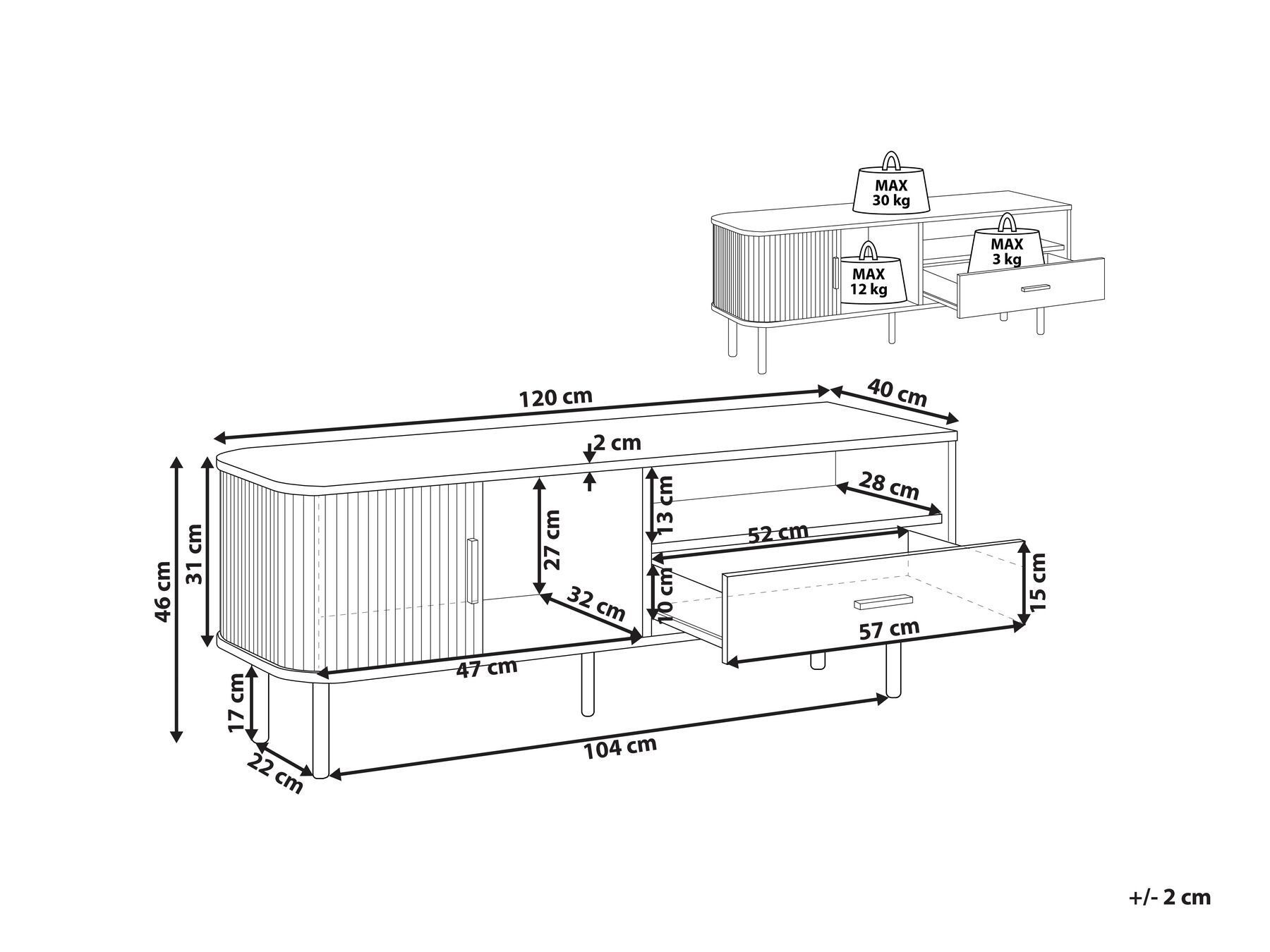 TV Stand Dark Wood with Black JOSE_816469 TV Stand Dark Wood with Black JOSE_816469