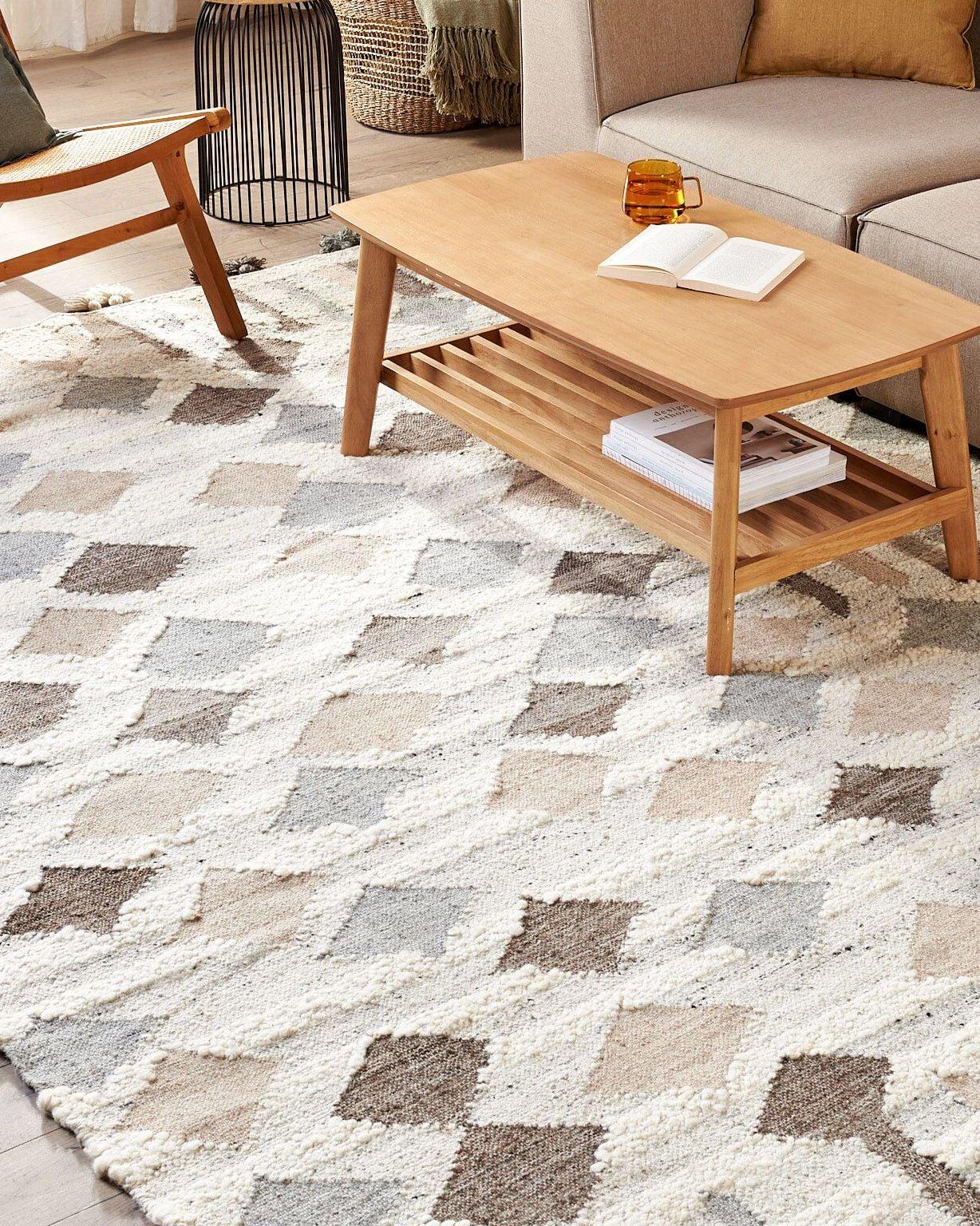 Tappeto KAGHTSRASHEN Beige 200 x 300 cm Kilim Lana_1180207