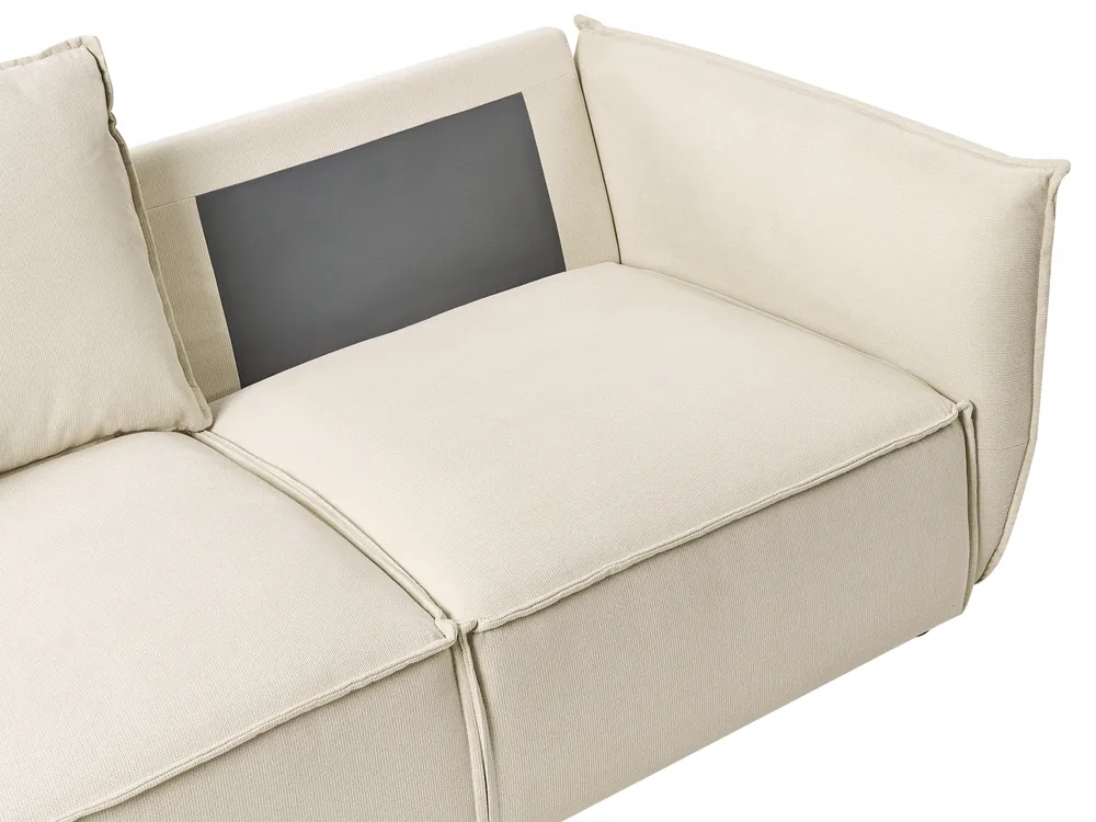 Set da salotto 5 posti KUNES Tessuto Beige chiaro_1013327