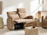 Sofa z elektryczną funkcją relaksu dla 2 osób VERDAL Welur Jasnobrązowy_1081352