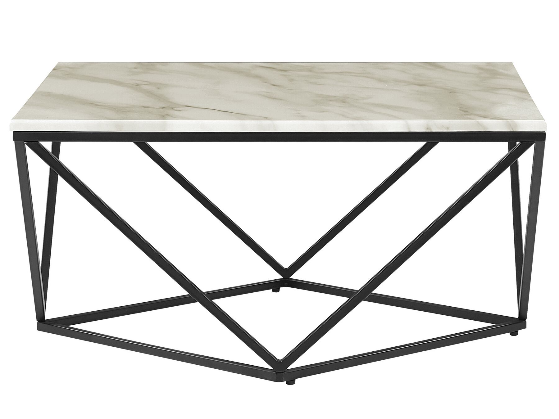 Table basse effet marbre beige avec pieds noirs MALIBU_710753