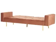 Sofa Bed 3 Seater VISNES Velvet Golden Brown_921881