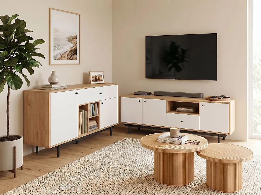 Sideboard mit 2 Türen ITACA Braun / Weiss_1177405