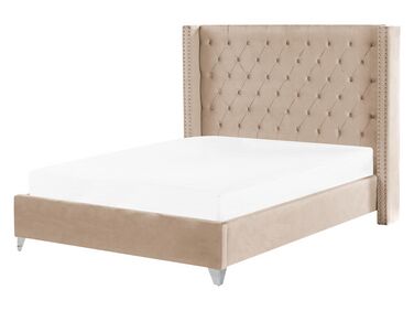 Sametová postel 160 x 200 cm béžová LUBBON