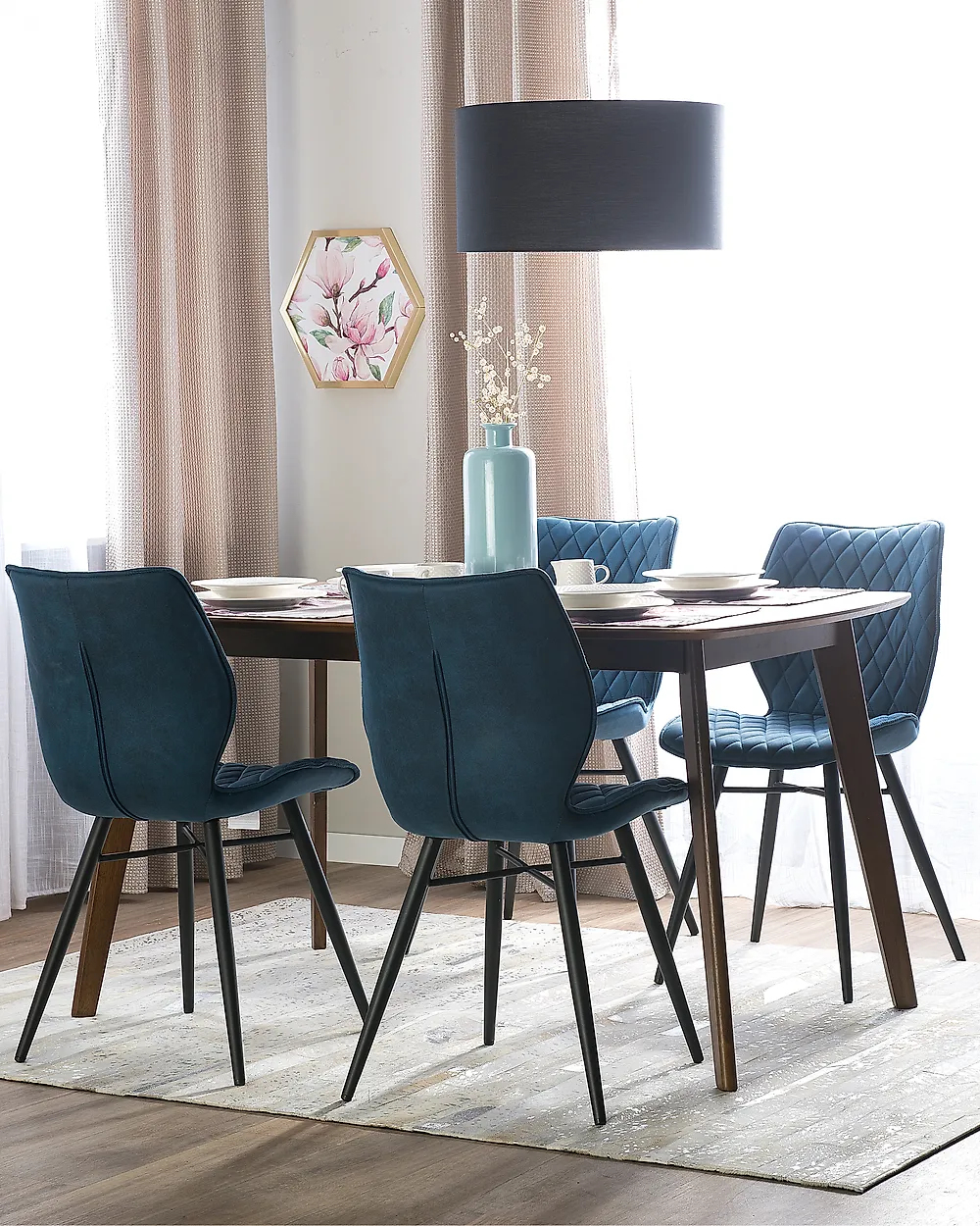 Conjunto de 2 sillas de comedor LISLE Tela Verde azulado