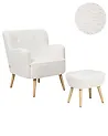 Sillón TUMBA con reposapiés Bouclé Blanco
