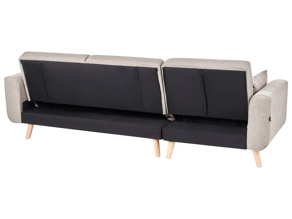 Corner Sofa Bed 3 Seater KAARINA Fabric Beige Right Hand_1095546