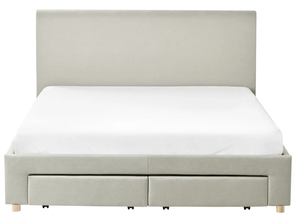 Lit avec tiroirs de rangement SOUTRIN Tissu Beige 160 x 200 cm_993426