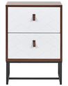 2 Drawer Bedside Table Dark Wood with White NUEVA_787571