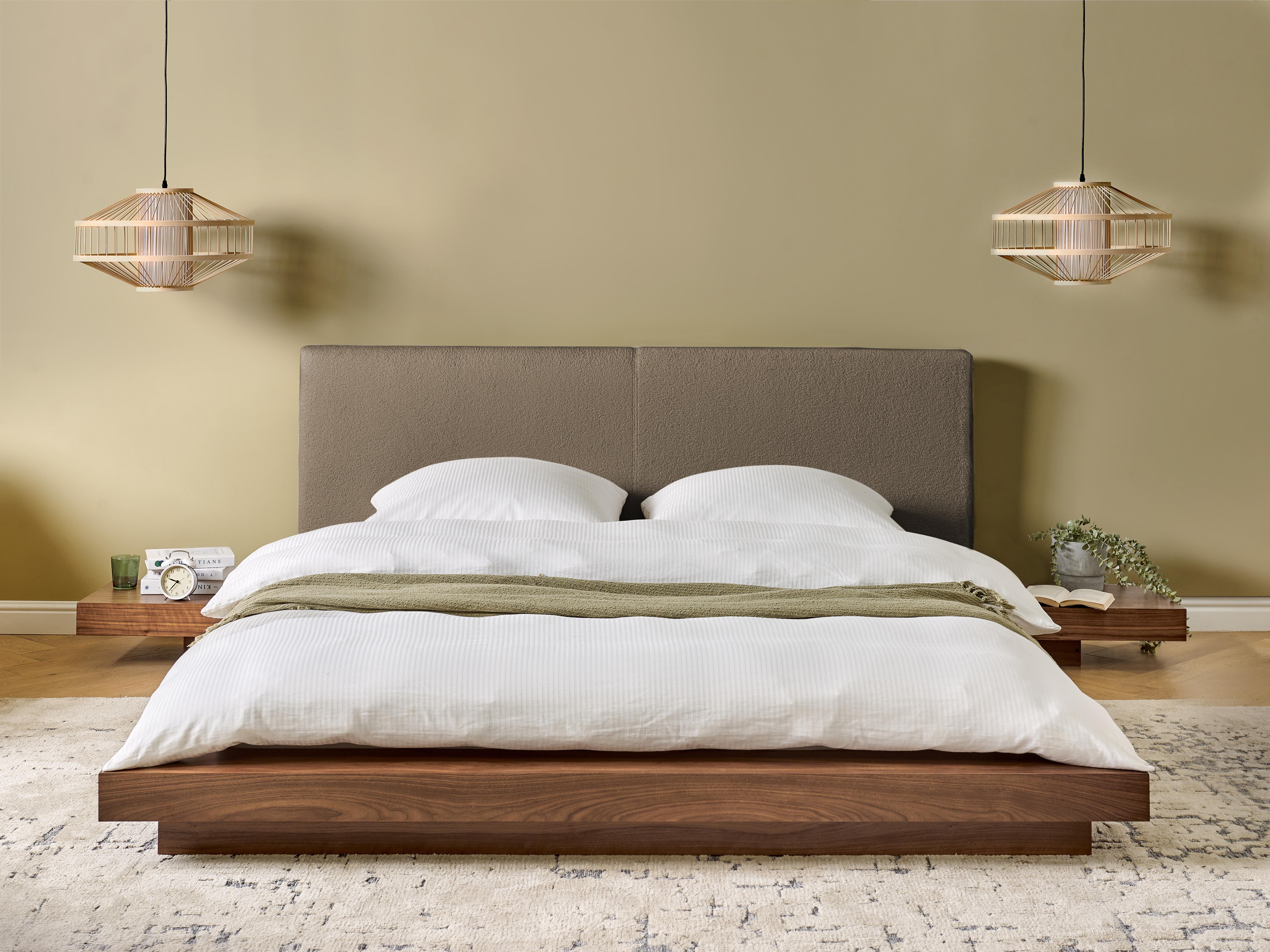 Bed Boucle ZEN 160 x 200 cm (EU King Size) Brown Ash Wood_1079960