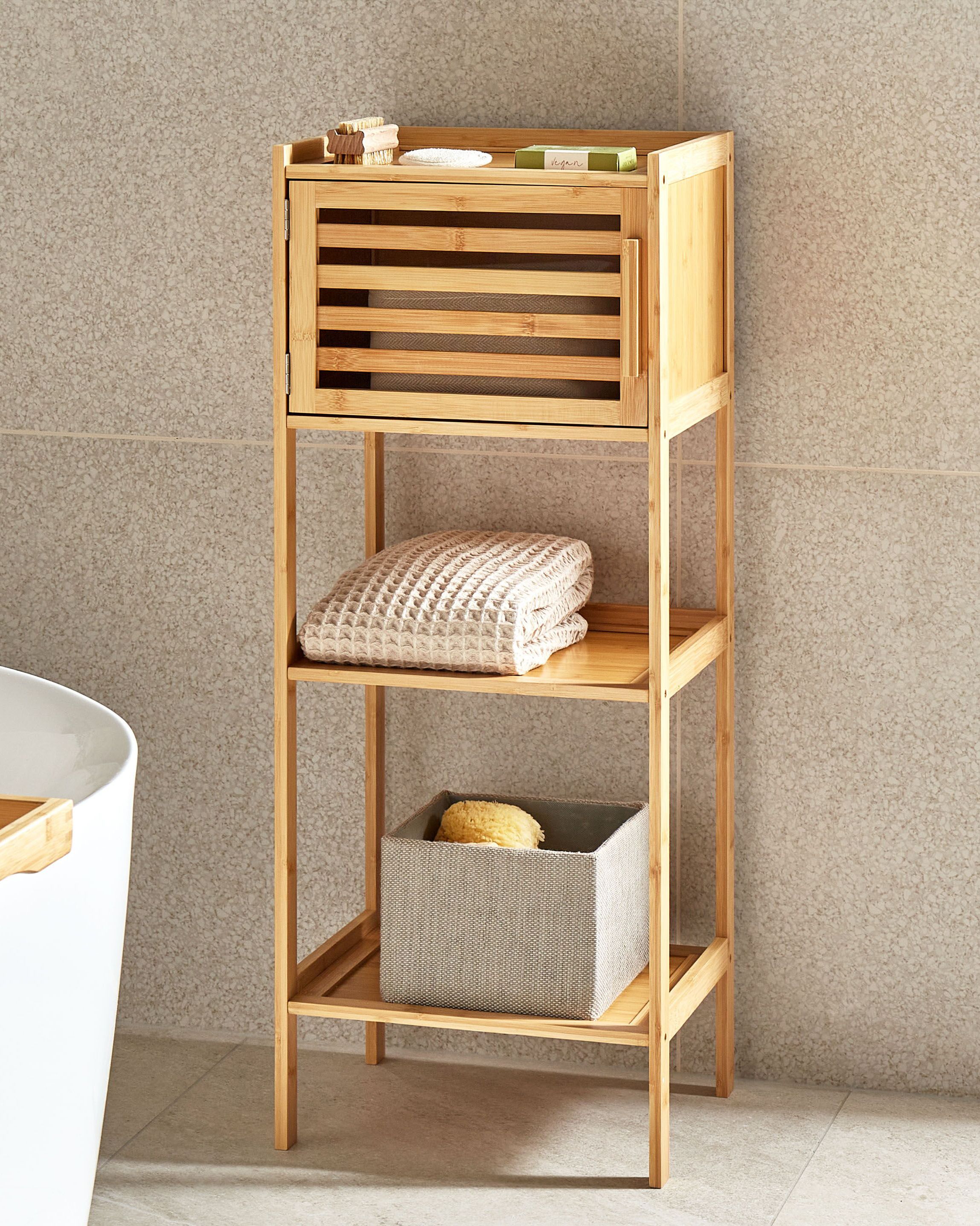 Bamboo Bathroom Shelving Unit Light Wood BECKLEY | Beliani.co.uk