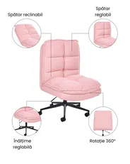 Scaun ergonomic ADDISON Boucle Roz_1077868