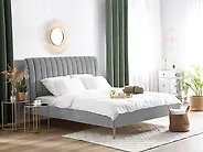 Lit avec sommier Velours MARVILLE 180 x 200 cm Gris_1183010