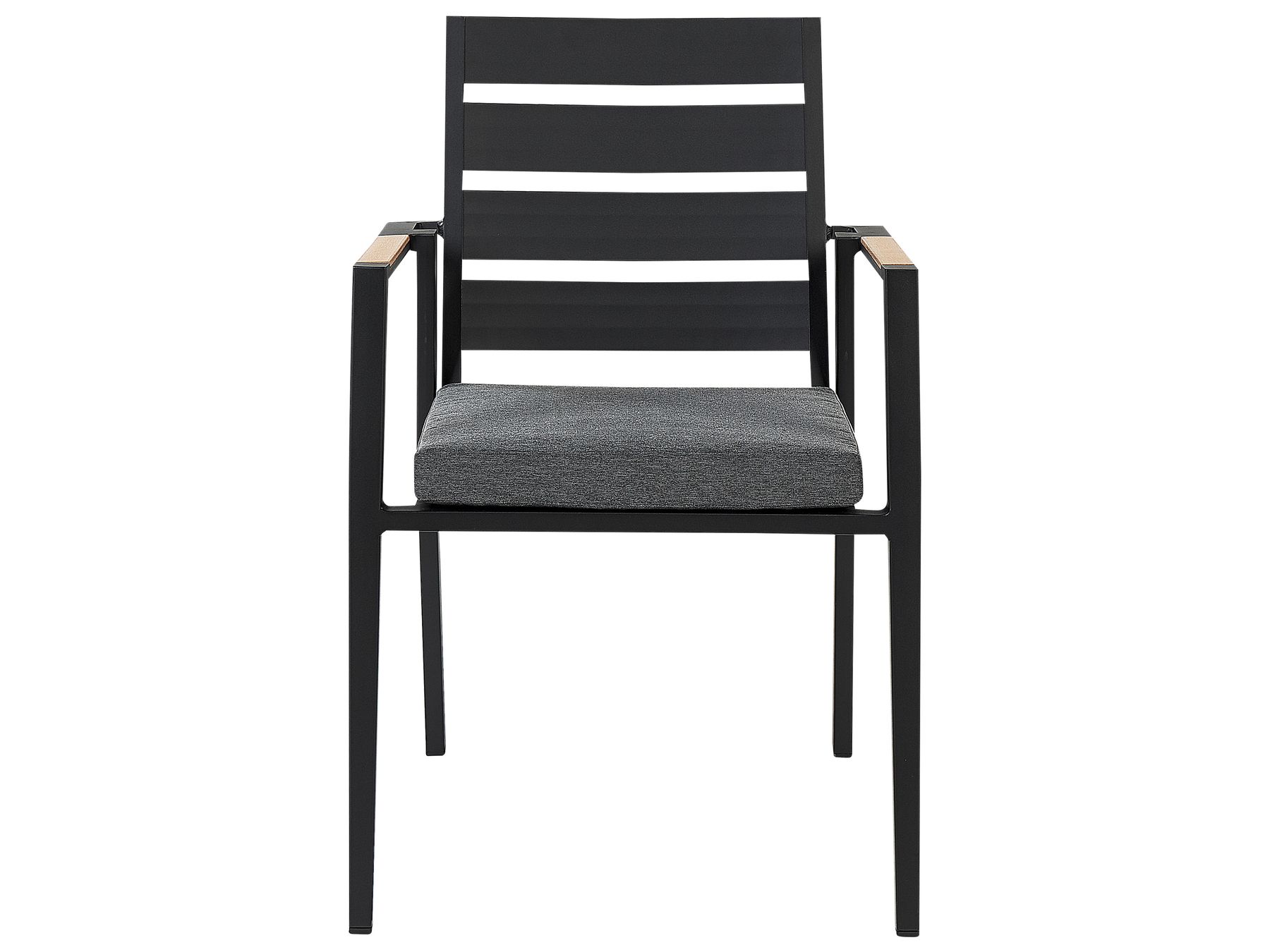 Zestaw ogrodowy stół i 4 krzesła czarny z poduszkami szarymi OLMETTO/TAVIANO_846069