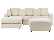 Corner Sofa 4 Seater KOHLO with Ottoman Fabric Light Beige Right Hand_945039