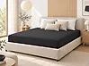 Fitted Sheet HOFUF 160 x 200 cm Cotton Black