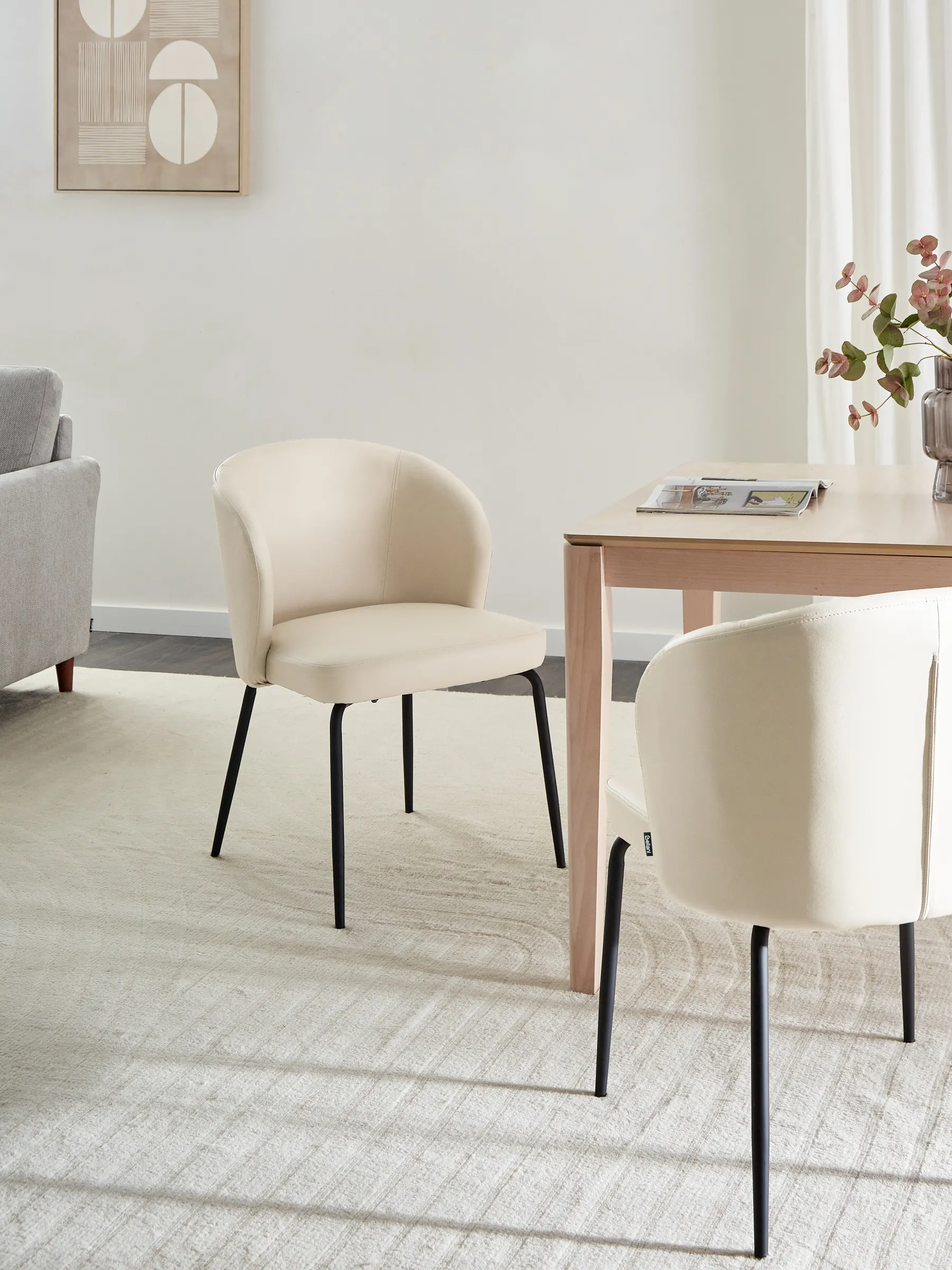 Set of 2 Dining Chairs ZANA Faux Leather Light Beige_986847