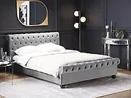 Lit avec sommier Velours AVALLON 140 x 200 cm Gris_1178175