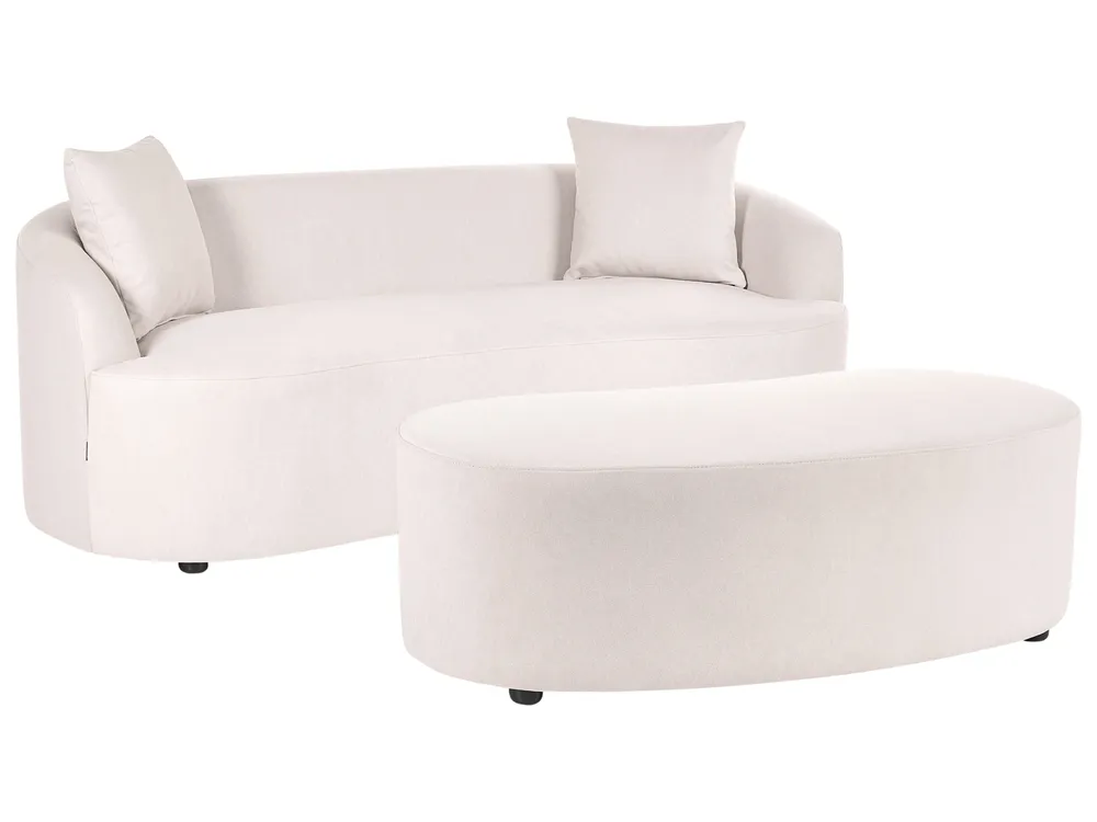 Sofa AMAL mit Ottomane Stoff Hellbeige