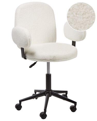 Silla de oficina de bouclé blanco crema MORAGA