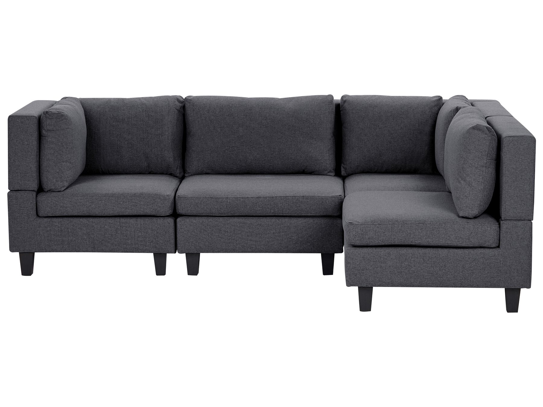 4 Seater Left Hand Modular Fabric Corner Sofa Dark Grey UNSTAD_924610
