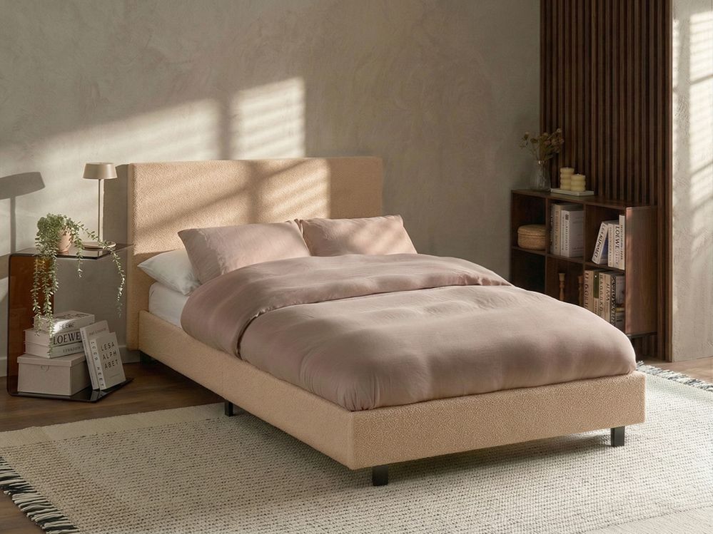 Cama Bouclé ALBI 120 x 200 cm Creme